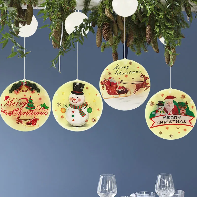 

Santa Claus Snowman Christmas Decorations LED Light Window Christmas Tree Hanging Ornaments New Year Gift Navidad Noel Navidad