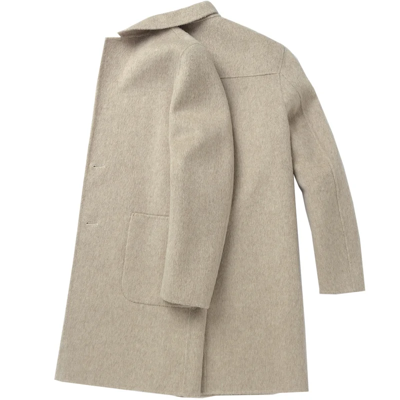 Шерстяное мужское двустороннее длинное пальто кашемировое из альпаки мужские и