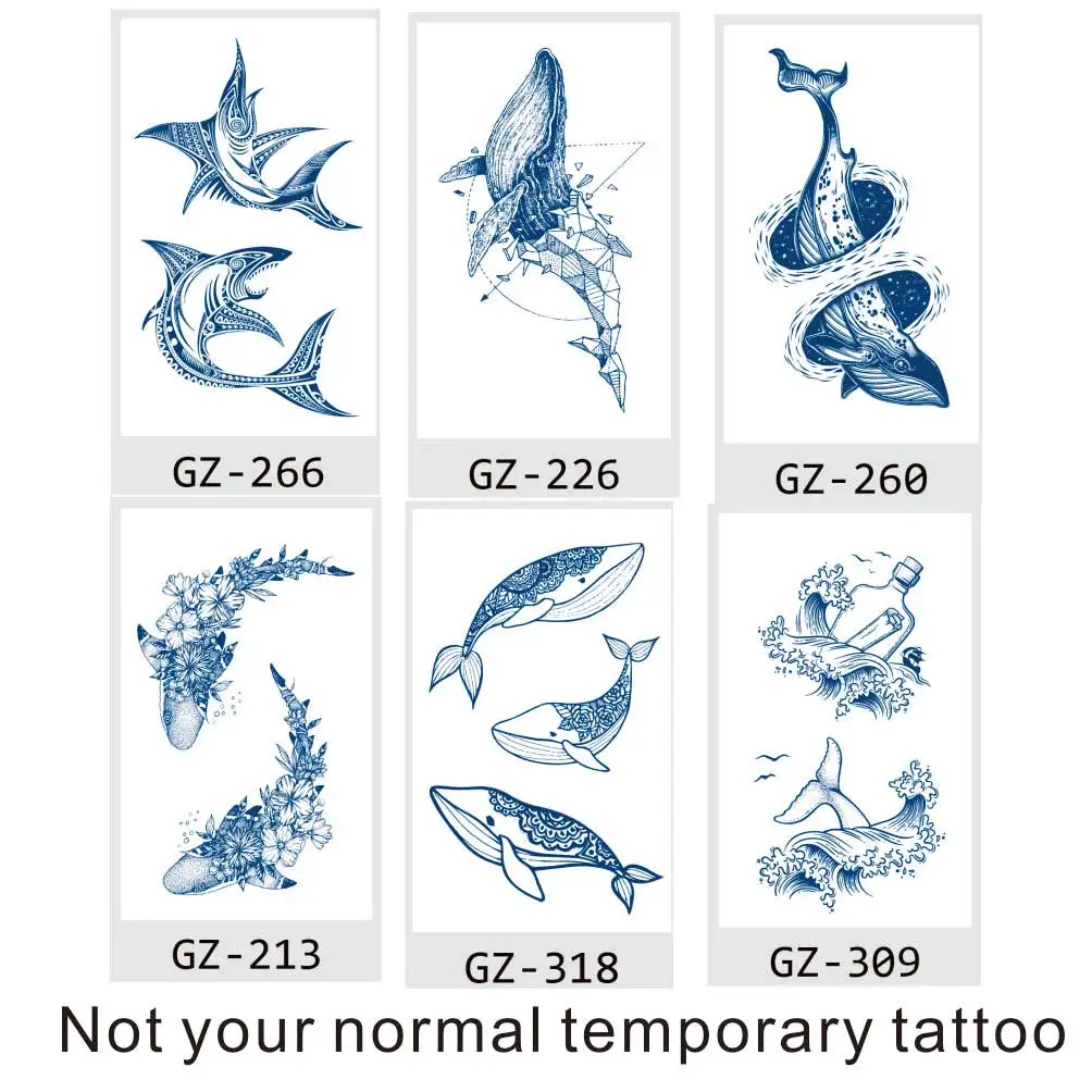 CWP GZ266 Shark and Whale Semi Permanent Inbox Tattoos for your body art | Красота и здоровье