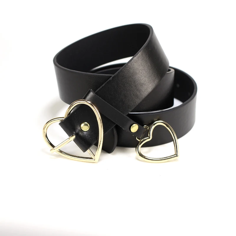 gold black belt Нарядный пояс для девочек, милые Серебристые Металлические модные черные кожаные ремни для женщин, джинсы, женские аксессуары в стиле харакзюку, платье cinture femme - Цвет: gold black belt