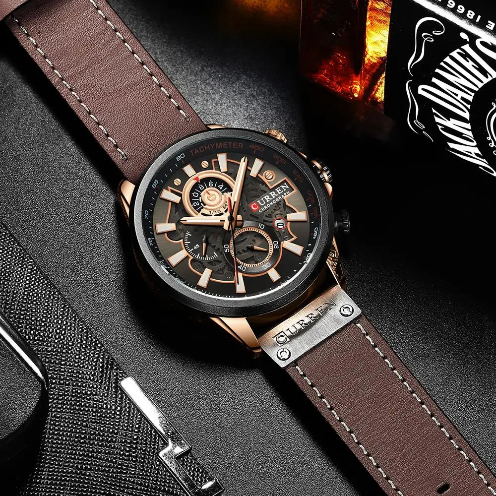 

Fashion Male Watches Strap Sport Chronograph Wristwatch Creative Design Multifunctional Quartz Clock relogio masculino