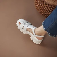 new arrival 2021 summer women sandals covered toe platform women shoes genuine leather wedges shoes solid plus size 4243 sandal