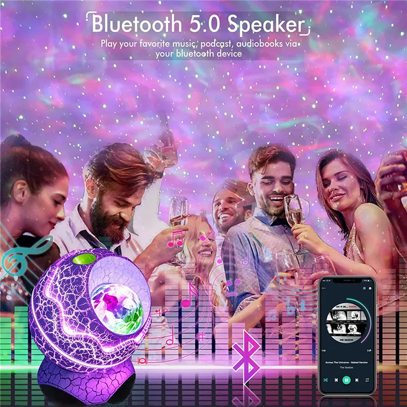 Dinosaur Egg Star Projector Rossetta Galaxy Light Transmission Water Ripple Starry Projection Night 14 Colors | Освещение