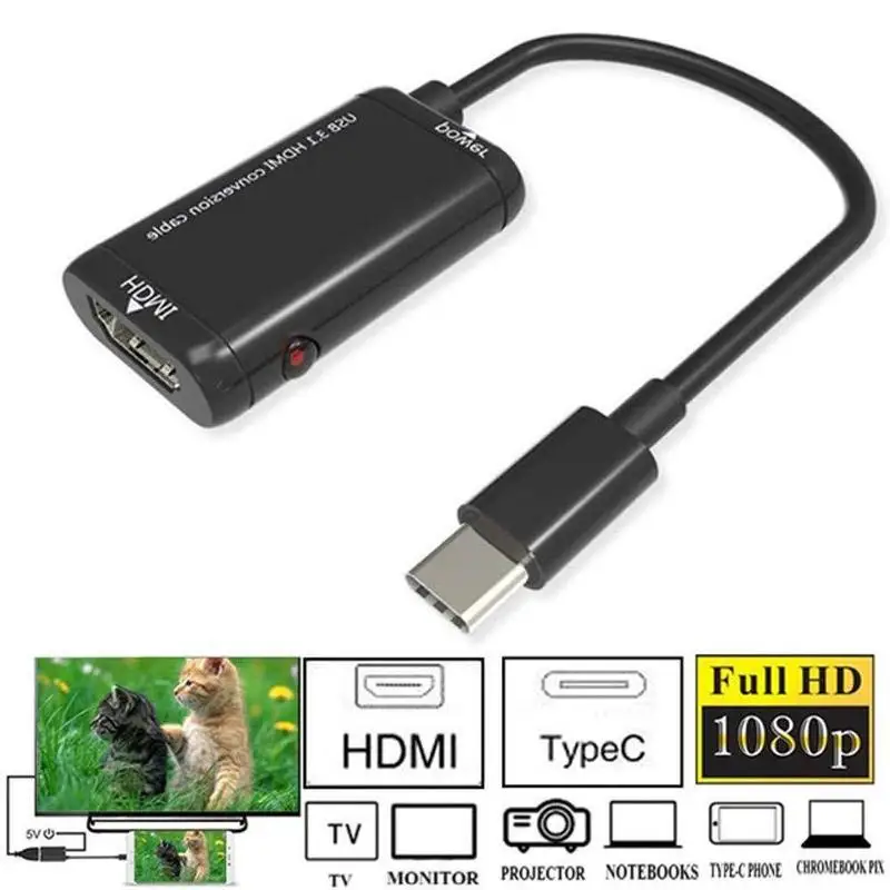 Eastvita 1080p Male-to-female Converter Cable Hdmi Usb-c Usb 3.1 C-type Usb-c-to Adapter R25 For Mobile Computers |