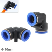 2pcsset 16mm l shaped elbow plastic two way pneumatic quick connector pneumatic insertion air tube for air tool quick fitting