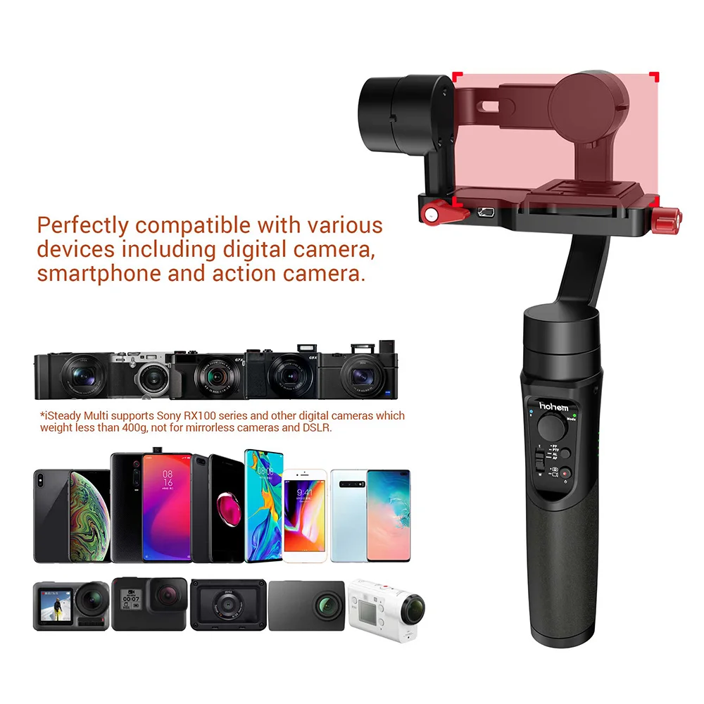 Ручной Стабилизатор hohem iSteady Multi 3 осевой шарнирный стабилизатор для GoPro Hero 7/6/5 Sony