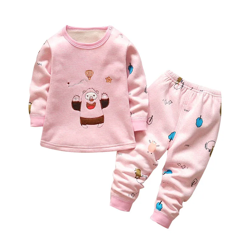 Autumn Children Clothing Girls Cartoon Casual Sports T-shirt Pants 2pcs/Set Winter Infant Outfit Kids Clothes Suit Tracksuits - Цвет: Черный