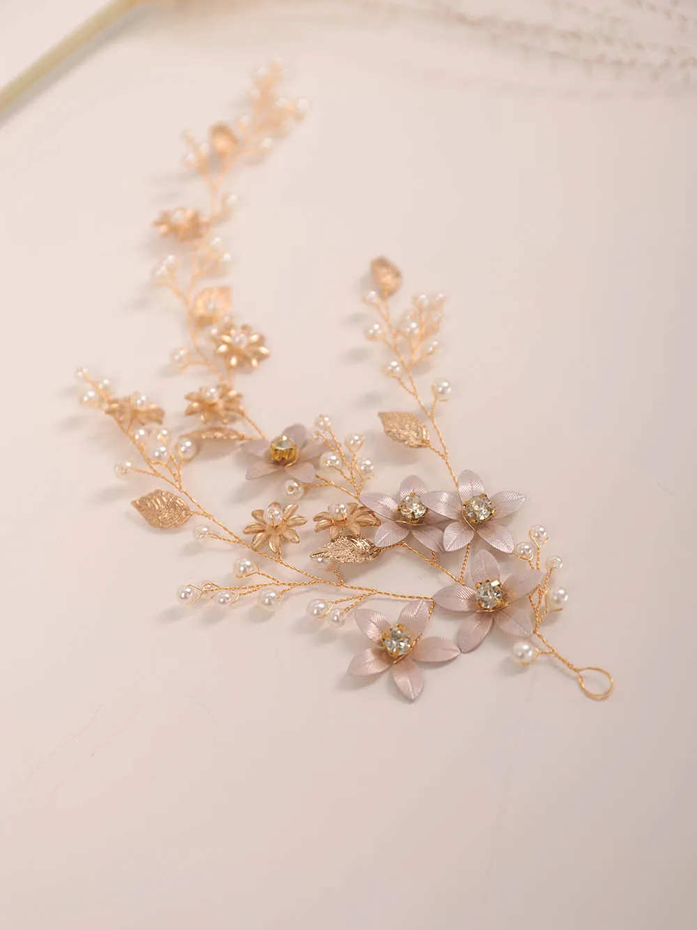 Винтажная Свадебная головная повязка с золотыми листьями и цветочным узором