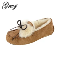 women 100 natural fur shoes moccasins loafers soft genuine leather leisure flats female casual footwear size 34 44