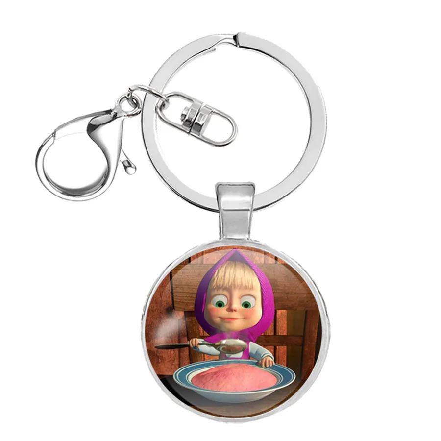 С рисунками российского мультфильма Маша брелки для ключей Стекло брелок с