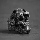 Мужское металлическое кольцо с черепом в неоготическом панк-стиле