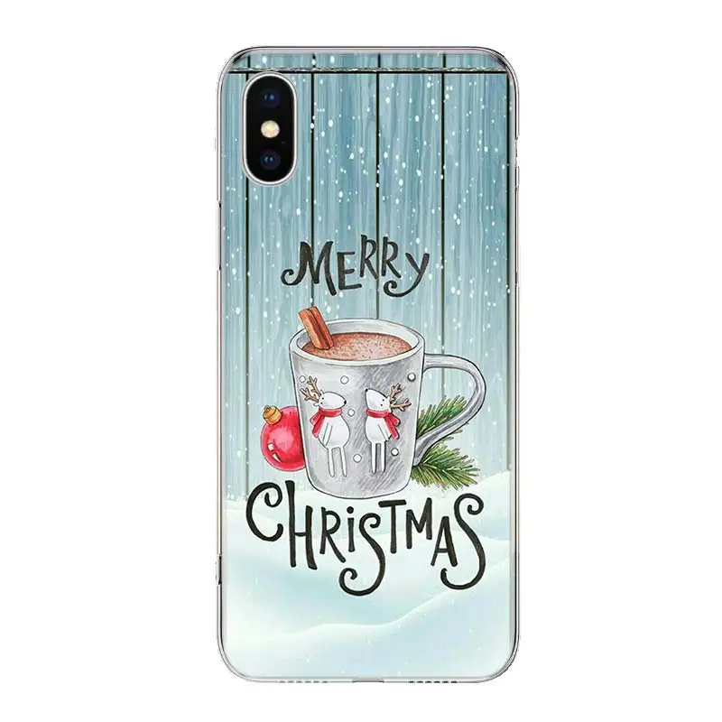 Новогодний чехол для телефона iPhone 11 12 Mini Pro 7 6X8 6S Plus XS MAX + XR 5S SE 10 Ten Art TPU Coque Capa