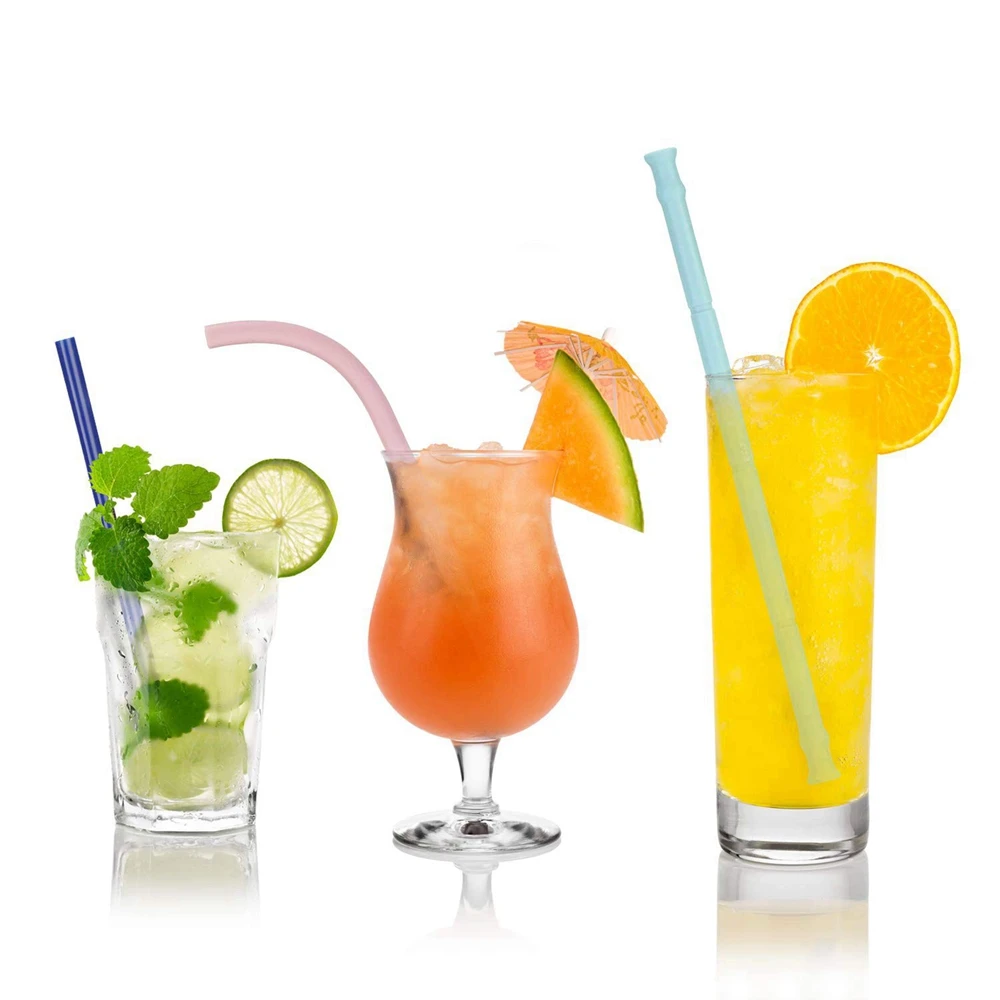PULISI Reusable Silicone Drinking Straws Big Size Flexible with Cleaning Brushes for 30oz Tumblers Travel Home Drinks |