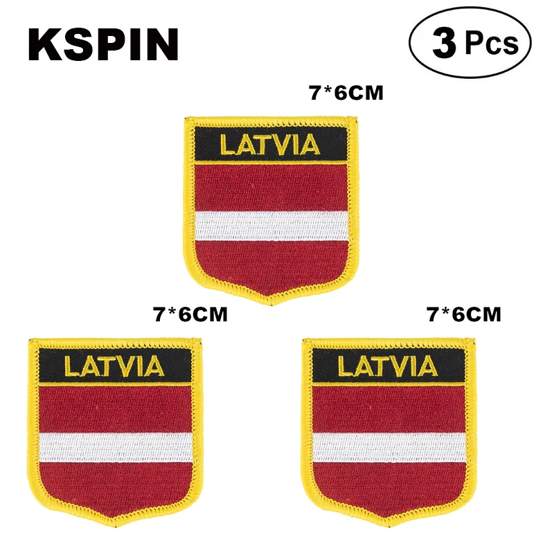 Латвия Shiled формы флаг патчи для украшения своими руками | Украшения и аксессуары
