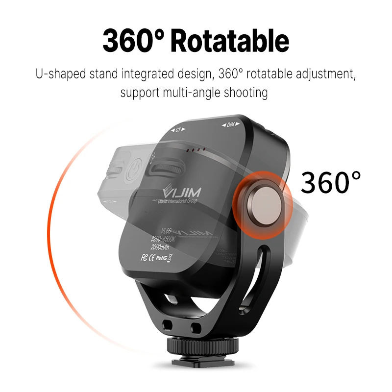VIJIM VL66 360 Вращение светодиодный заполняющий светильник аккумуляторная Холодный