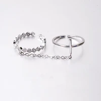s925 sterling silver jewelry with double ring one piece chain opening fashion personality joint ring for female party gifts