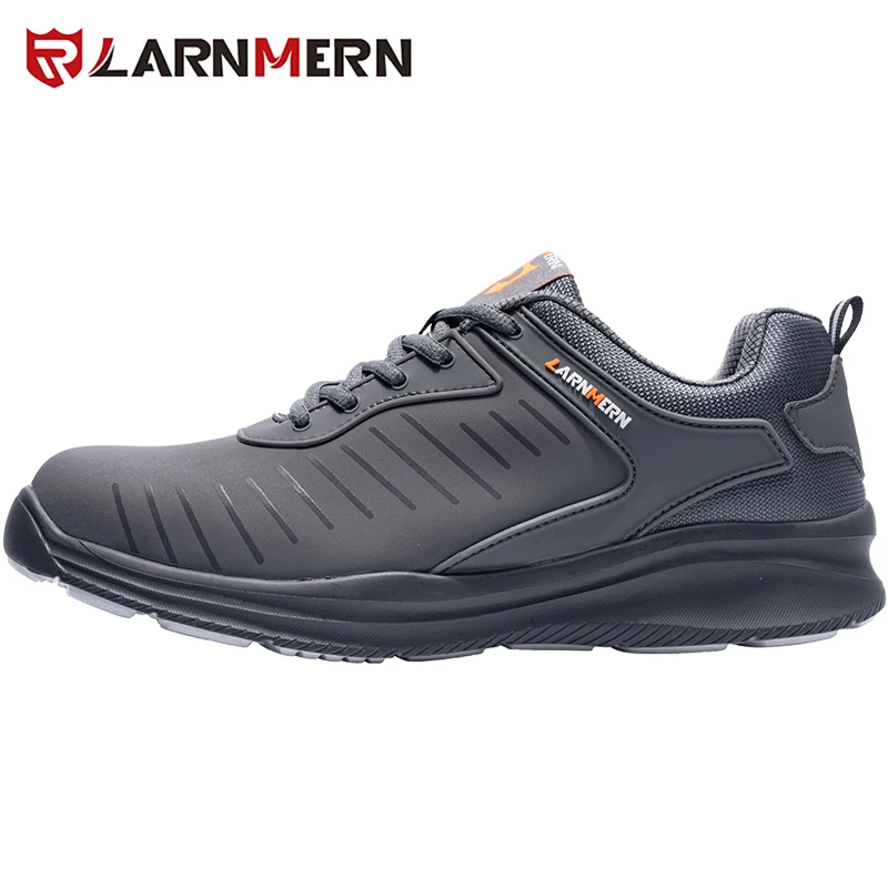 L8033-GRAY LARNMERN/Мужская Рабочая обувь со стальным носком для мужчин; легкая дышащая Нескользящая антистатическая защитная обувь - Цвет: L8033-GRAY