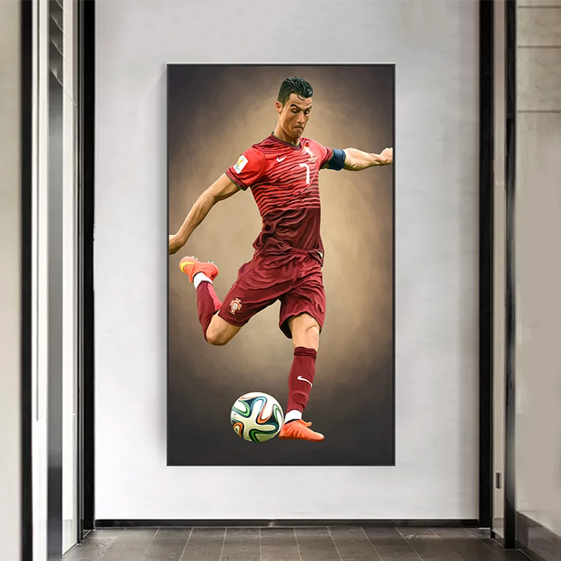Постеры с изображением футбола Месси Роналду картина маслом на холсте настенное