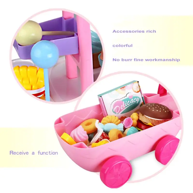 

Mini Ice Cream Candy Trolley House Play Educational Toy Cart House Game Kids Toy for parent-child interaction role play tools