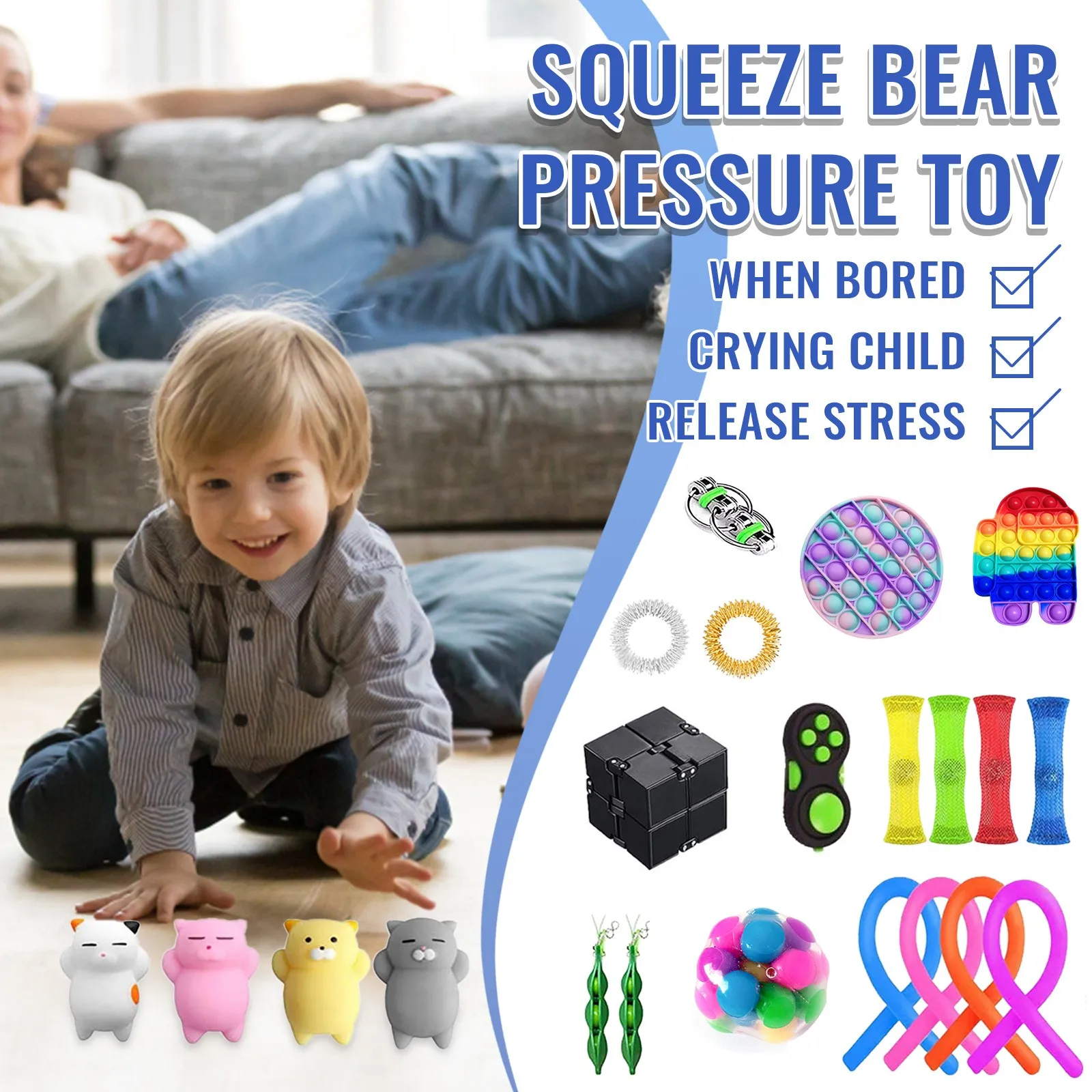 

Fidget Toys Anti Stress Set Strings Popit Popit Relief Pack Gift For Adults Children Figet Sensory Squishy Relief Antistress