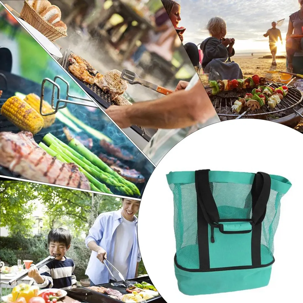 

Outdoor Travel Picnic Bag Beach Insulation And Fresh-keeping Bag Mesh Beach Bag Creative Multifunctional Ice Pack Meal Bag