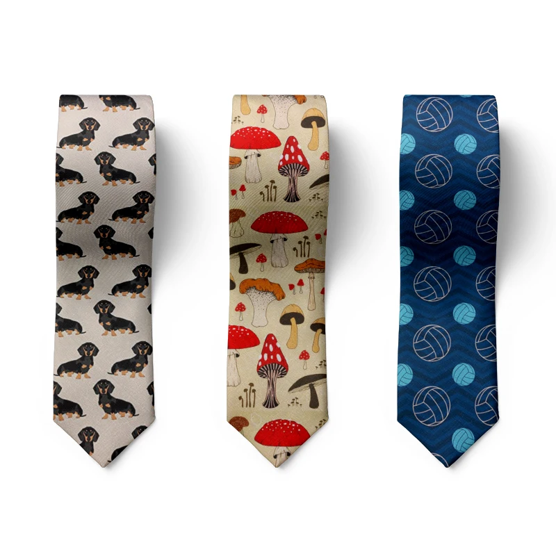 

New Fashion 8cm Men Necktie Novelty Mushroom Dog Funny Tie For Men Wedding Business Party Casual Tie Gravata Accessories Gifts