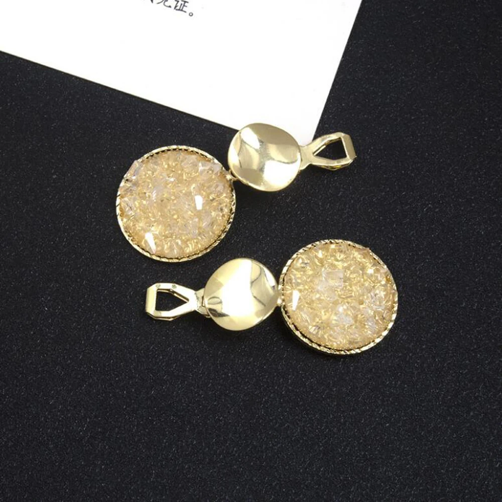 GRACE JUN New Arrival Enamel Crystal Acrylic Geometric Round Clip on Earrings Without Pierced for Women Luxury Charm Ear | Украшения и