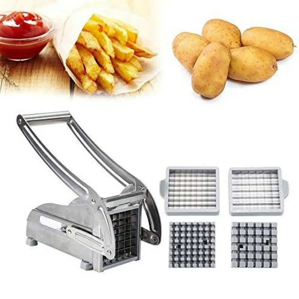 

Stainless Steel French Fries Cutters Potato Chips Strip Cutting Machine Maker Slicer Chopper Dicer 2 Blades Kitchen Gadgets