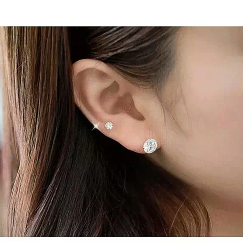 

925 Sterling Silver 3/4/5/6/7/8mm Freshwater Cultured Pearl Button Ball Stud Earrings For Women As Best Gifts Jewerly