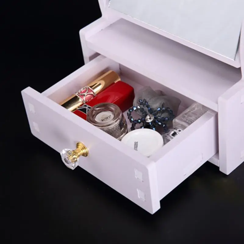 Вращающееся деревянное зеркало для макияжа TY342 в виде кролика с выдвижным ящиком