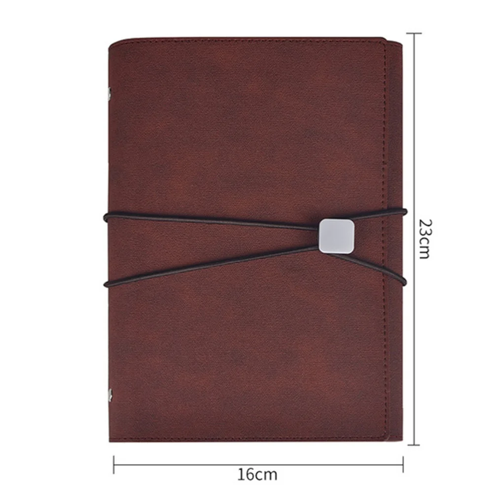 

Business A5 Notebook Creative Diary PU Leather 3-fold Memo Daily Notepad Coins Pen Holder with Strap for Meeting Travel (Grey)