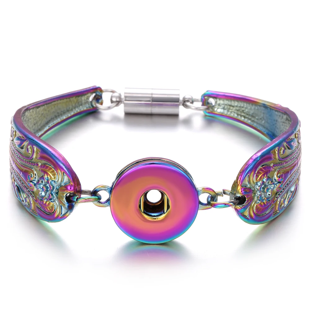Snap Jewelry Bracelet Magnet Bohemian Watches Women Jewelry Colorful Pulseras New Vintage 18mm Metal Snap Button Bracelet