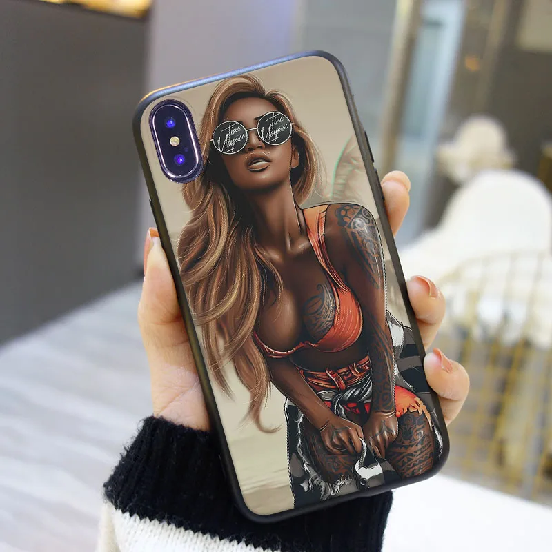 Чехол для iPhone X XR XS MAX 8 7 6 S черная девушка сексуальный крутой силиконовый мягкий