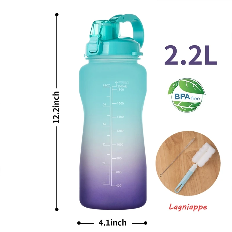 

85AB Large-capacity Bounce Cover w/ tritan Handle Water Bottle for Running Marathon Cycling Trail Hiking