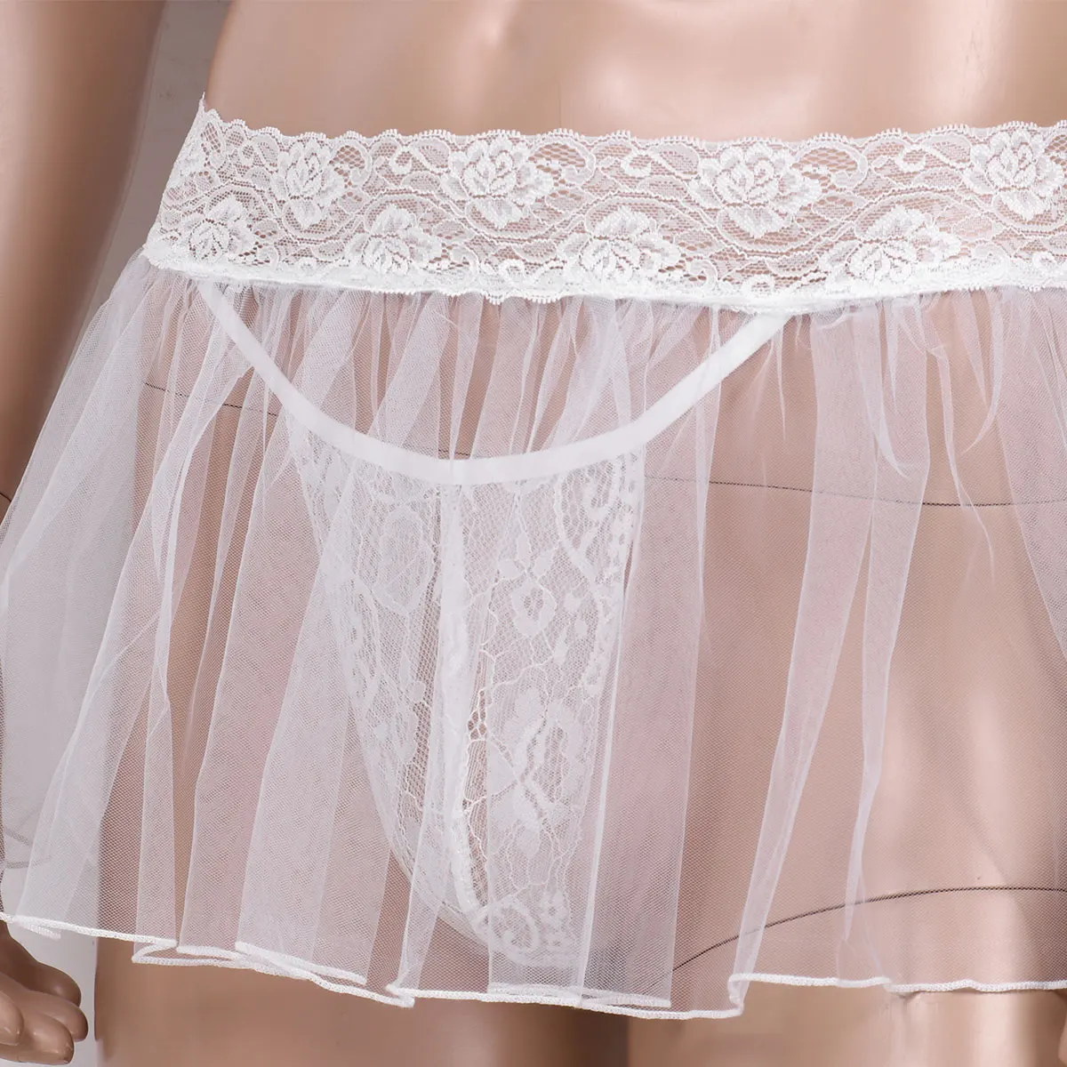 Нижнее белье Мужское эротическое прозрачное кружевное Привлекательный комплект