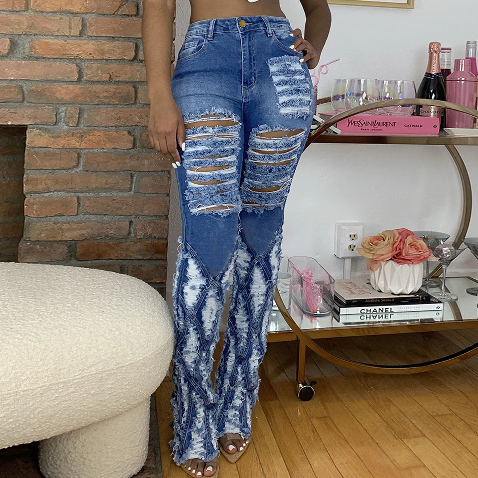 

Denim Jean Women Vintage Streetwear Loose High Waisted Baggy Mom Jeans Trousers Ladies Fashion Jeans Hole Pants Pantalones