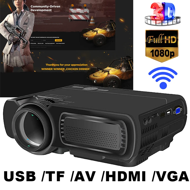 T5 светодиодный проектор 3D Android 4 HD (1G + 8G) с wifi Bluetooth мини HDMI USB Мини домашний