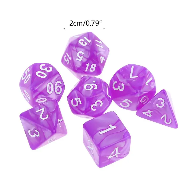 

7pcs/set D4 D6 D8 D10 D12 D20 Polyhedral Dices Numbers Dials Desktop Table Board Game