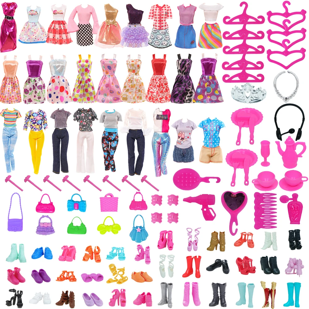 65PCS/Set Barbies Doll Clothes Shoes Accessories Handbags Hangers Fits 11.8 Inch Barbies Doll&BJD Doll,Furniture Toy For Girls