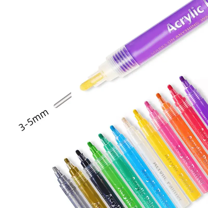 

12 Colors Fine Tip Washable Acrylic Paint Markers for Ceramic Glass Kids Craft