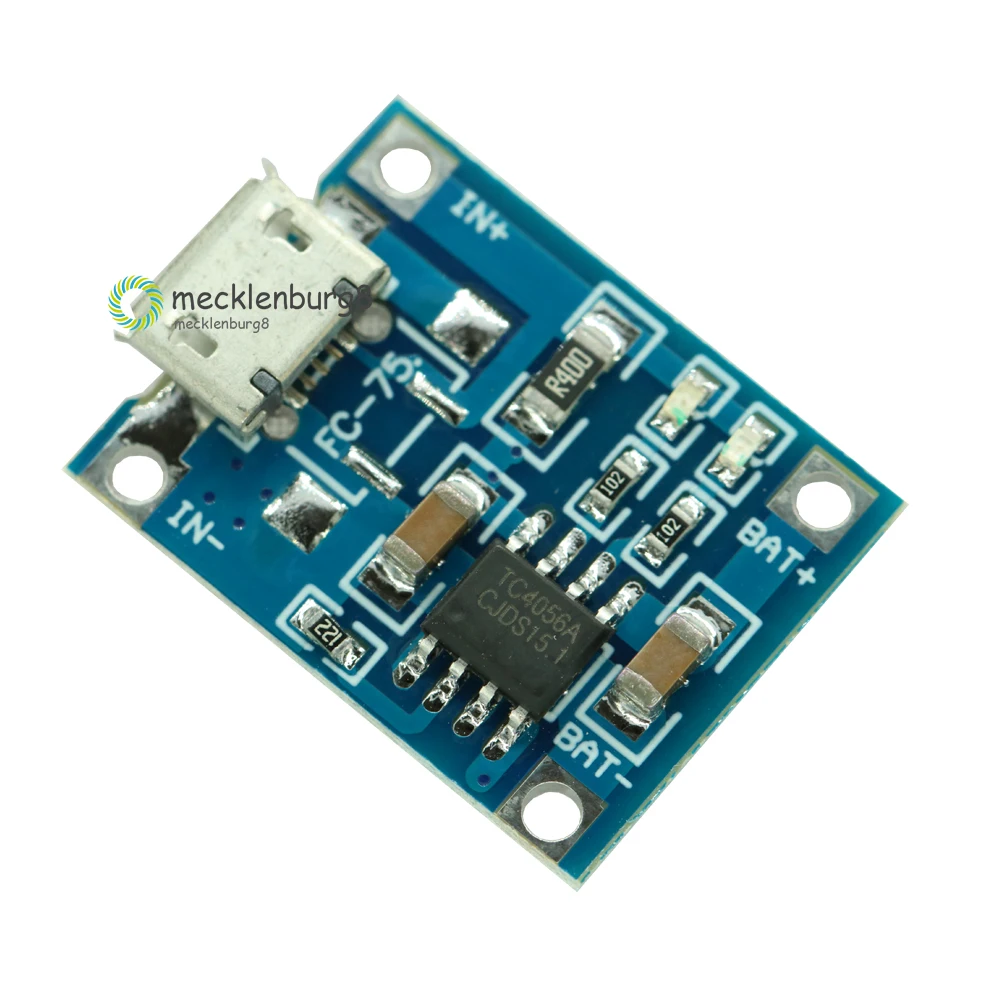 5 шт. плата зарядного устройства для литиевых батарей TP4056 Micro USB в 1 а 18650 со