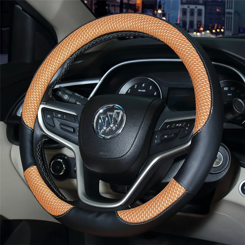 Кожаный чехол рулевого колеса автомобиля для женщин и мужчин универсальный 15