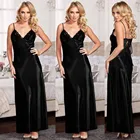 Сексуальное женское белье, женское нижнее белье, одежда для сна, ночная рубашка, женское длинное платье на бретельках, женская ночная сорочка, шелковая кружевная ночная рубашка