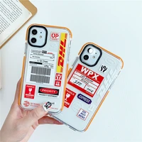 luxury orange border dhl letter label phone case for iphone 11 12 pro x xs max xr 7 8 plus courier barcode soft silicon cover