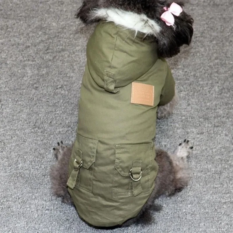 

Осень-зима 2021, двухсторонний меховой ошейник для домашних собак, рабочая хлопковая одежда, походная одежда для маленьких собак, зимняя тепл...