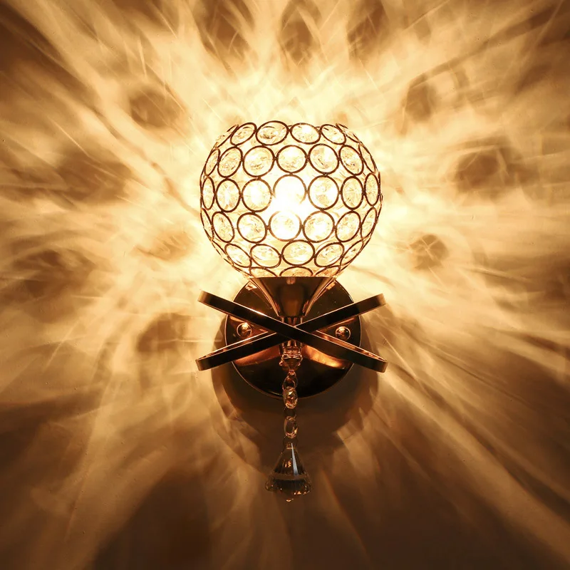 Gold Silver Crystal Wall Lights Simple Creative Bedside Lamp Living Room Indoor Sconce Lighting | Лампы и освещение