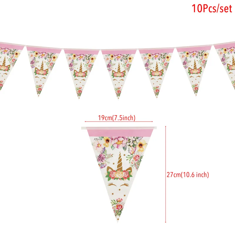 Unicorn 1st Birthday Paper Banners Happy Party Decorations Kids Hanging Garland Flag Baby Shower Supplies | Дом и сад