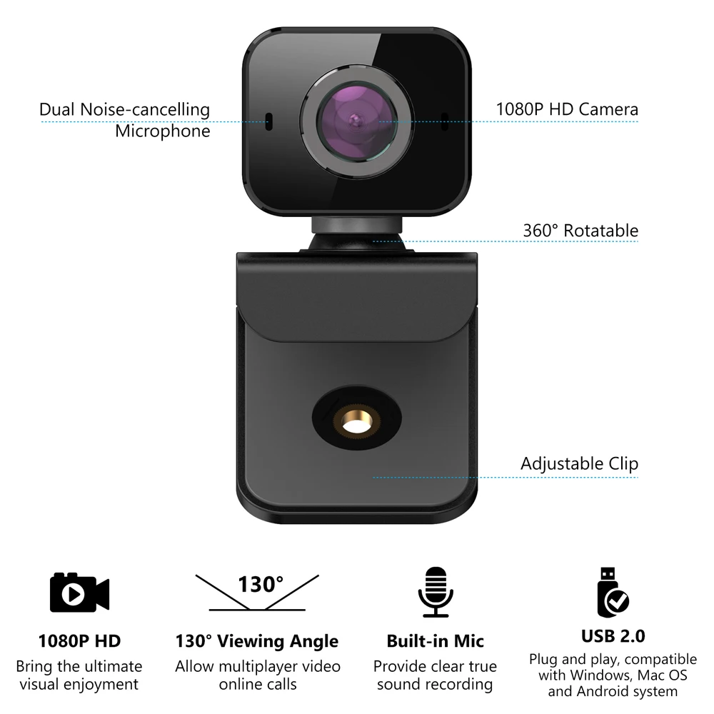 Веб камера 1080P с Встроенный микрофон высокой четкостью автофокуса USB вращающийся