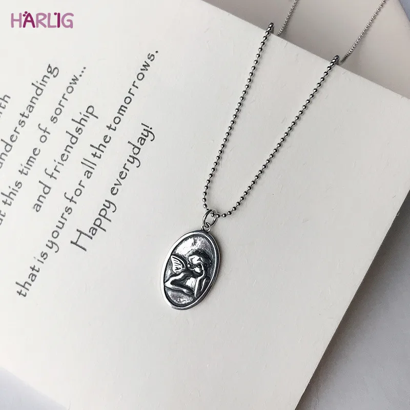 

Harlig sterling silver S925 silver color pendant necklace long necklace and short necklace allergy free fashion jewelry