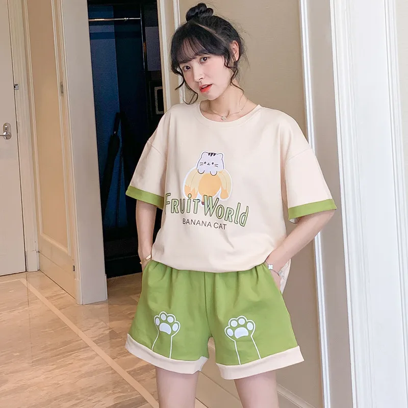Удобная футболка пижама 2 предмета штаны с короткими рукавами 100% хлопок 2020 летняя
